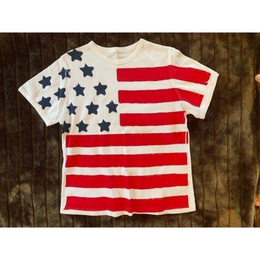 American Flag Screen-Printed White T-Shirt Unworn - Picture 6 of 7